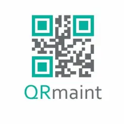 Kod QR z nazwą 'QRmaint' poniżej, kolorystyka biało-szaro-turkusowa.