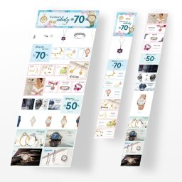 Eset Vinnichenko - Projekt strony internetowej Jubitom prezentujący ofertę biżuterii i zegarków z rabatami, widok ukośny, kilka sekcji z różnymi produktami i promocjami.