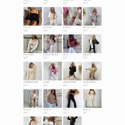 Web Designer | Strony internetowe dla Firm - Strona internetowa sklepu odzieżowego Luvstyle z kolekcją ubrań, prezentująca swetry, bluzki, spodnie i sukienki na białym tle, z logo i menu w górnej części strony.