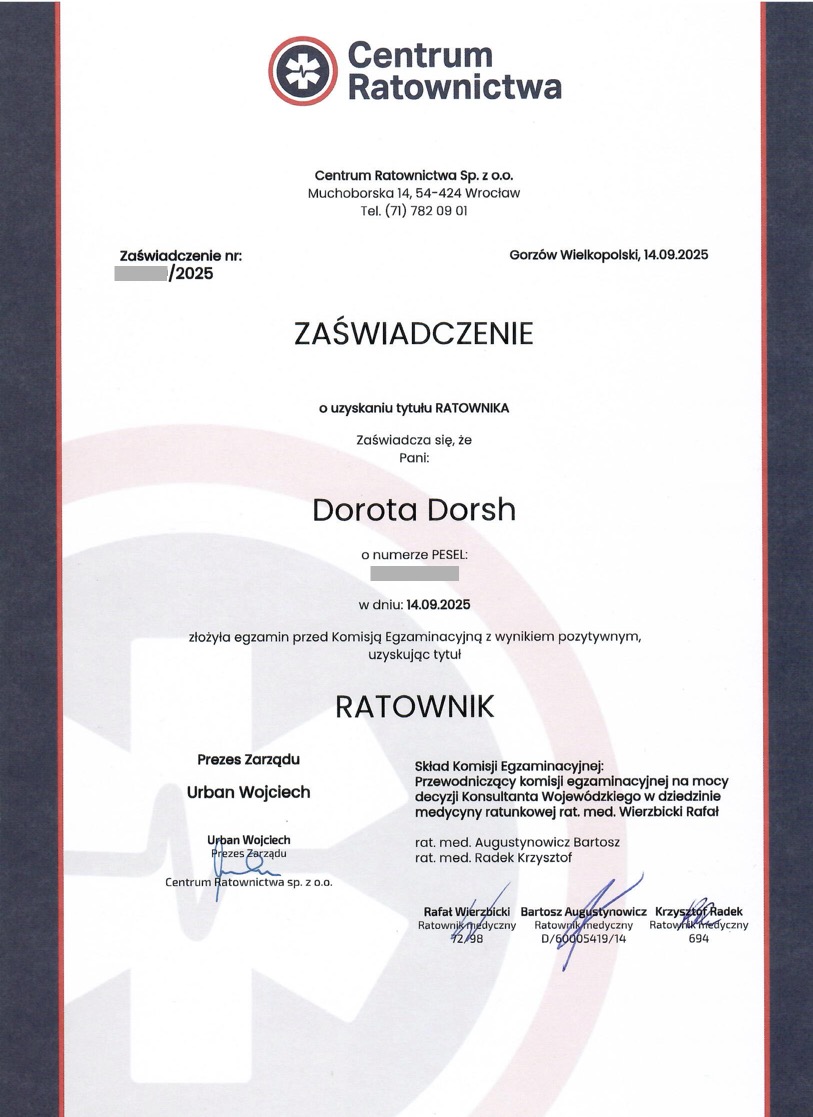 Kurs Kwalifikowanej Pierwszej Pomocy - Tytuł 'Ratownik'