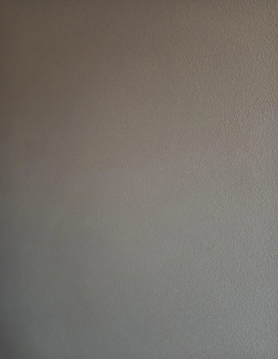 Gładka, szara ściana z delikatną fakturą, oświetlona z góry, ukazująca równomierne pokrycie tynkiem.