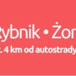 Rybnik, Żorska 283, lokalizacja biura rachunkowego w pobliżu zjazdu 935 z autostrady A1, oznaczone białym znacznikiem na czerwonym tle.