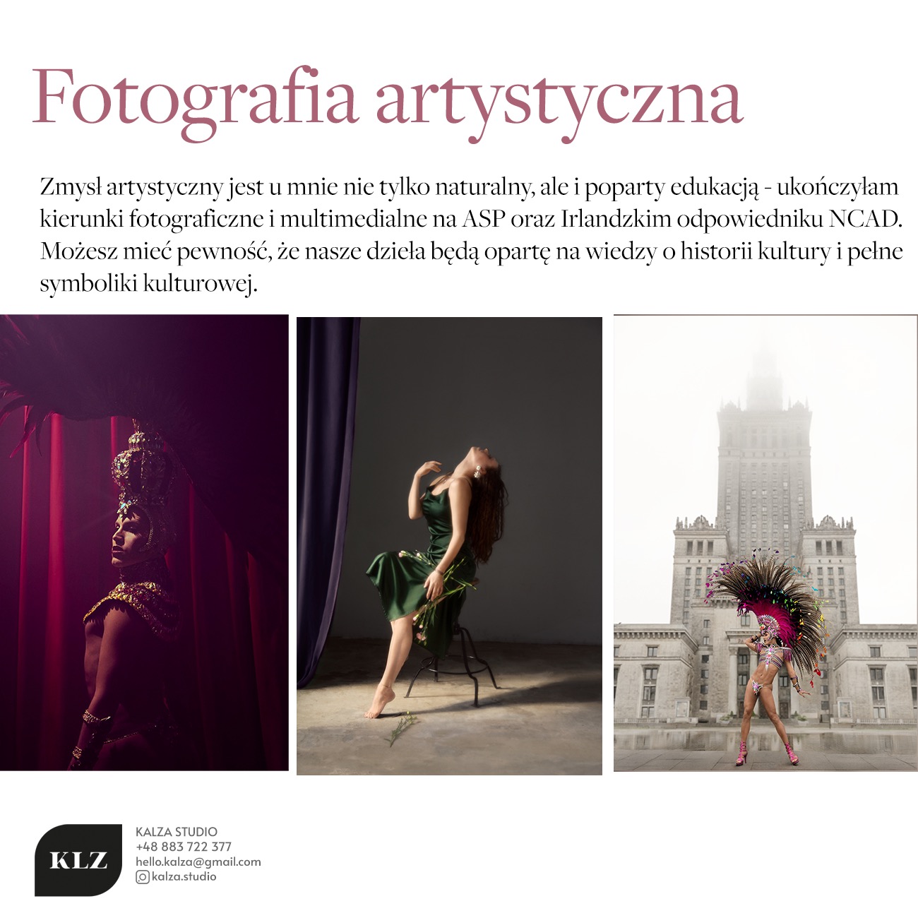 Kolaż trzech zdjęć: portret mężczyzny w bogatym stroju i nakryciu głowy na tle czerwonej kurtyny, kobieta w zielonej sukience siedząca na krześle z kwiatami w dłoniach, tancerka w kostiumie...