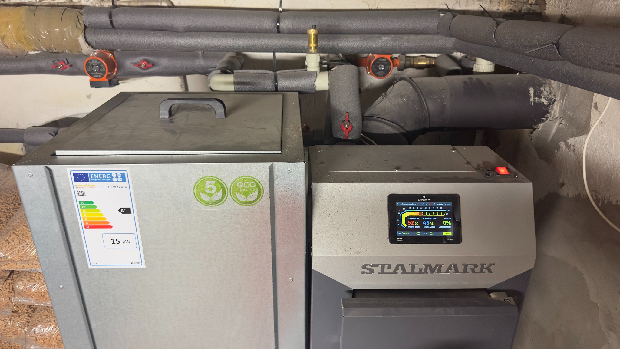 Kocioł Pellet Vegas 15kW zamontowany w miejsce starego kopciucha w Bobolicach