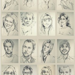 Szkice portretowe, ołówek/cienkopis