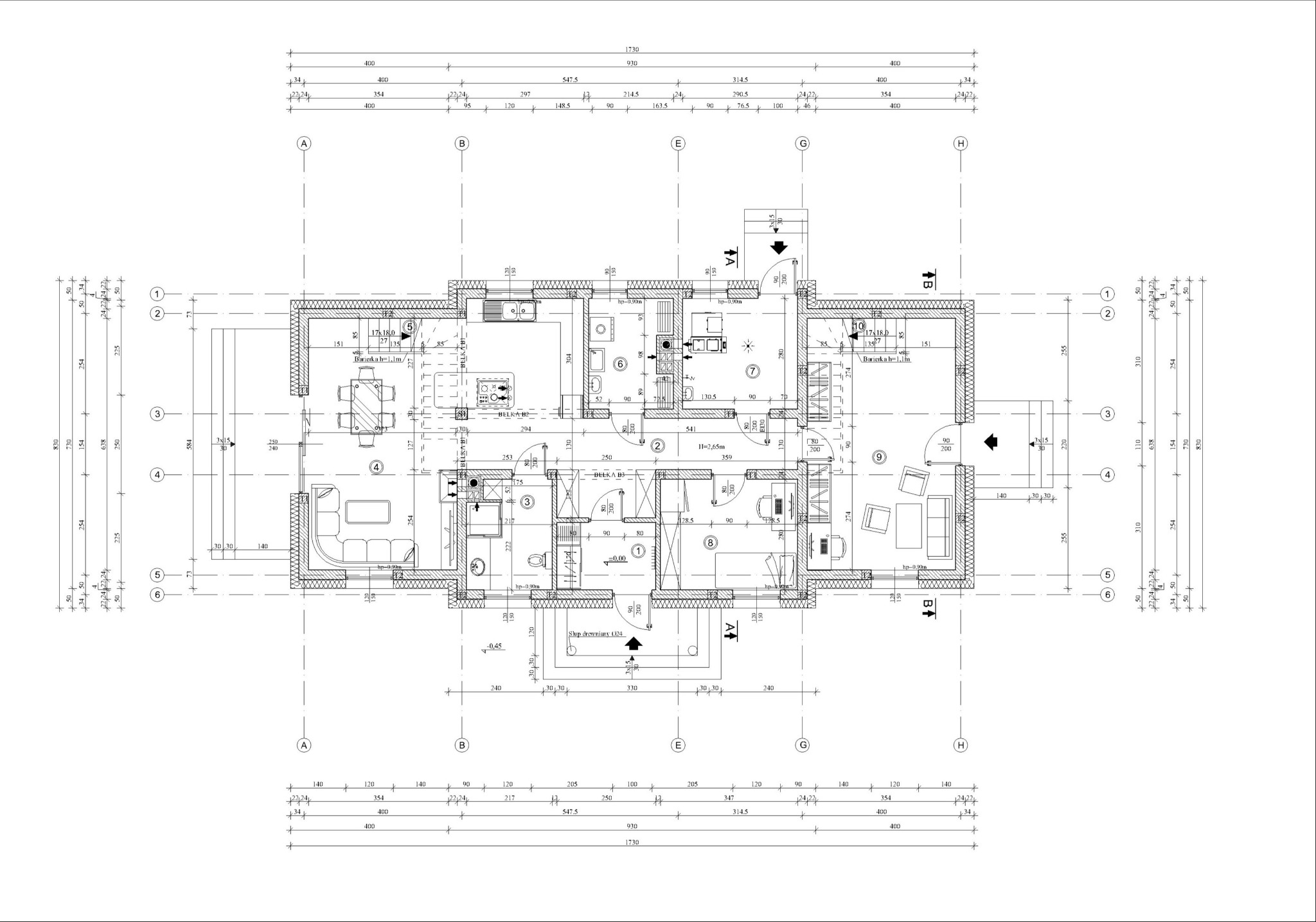 Domek 1 -Rzut przyziemia i poddasza
