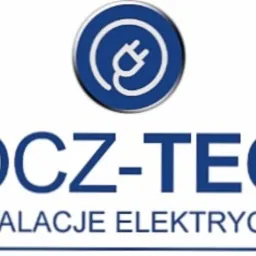 Logo firmy BOcz-TECH z symbolem wtyczki w okręgu, świadczącej usługi w zakresie instalacji elektrycznych.