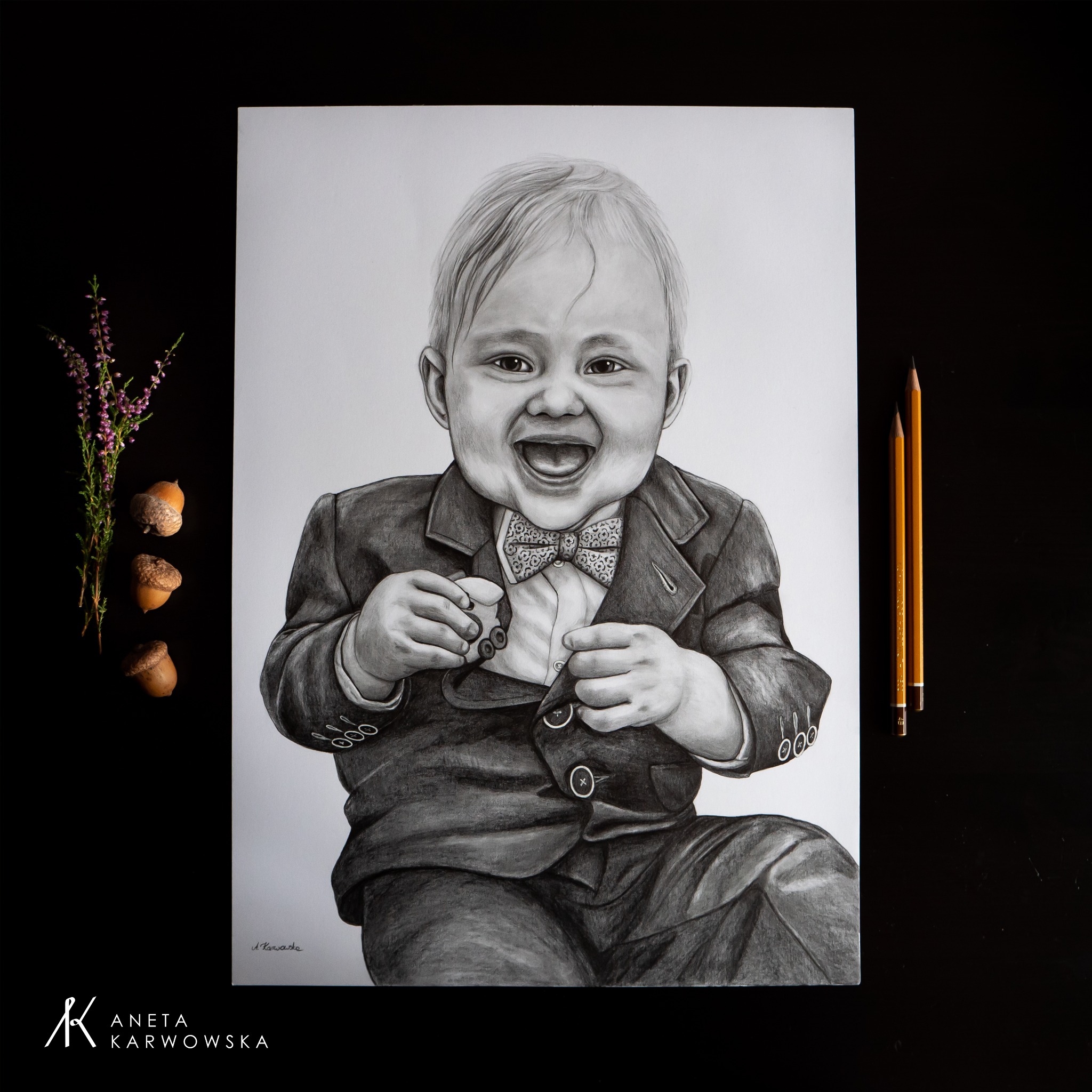 Portret dziecka wykonany ołówkiem