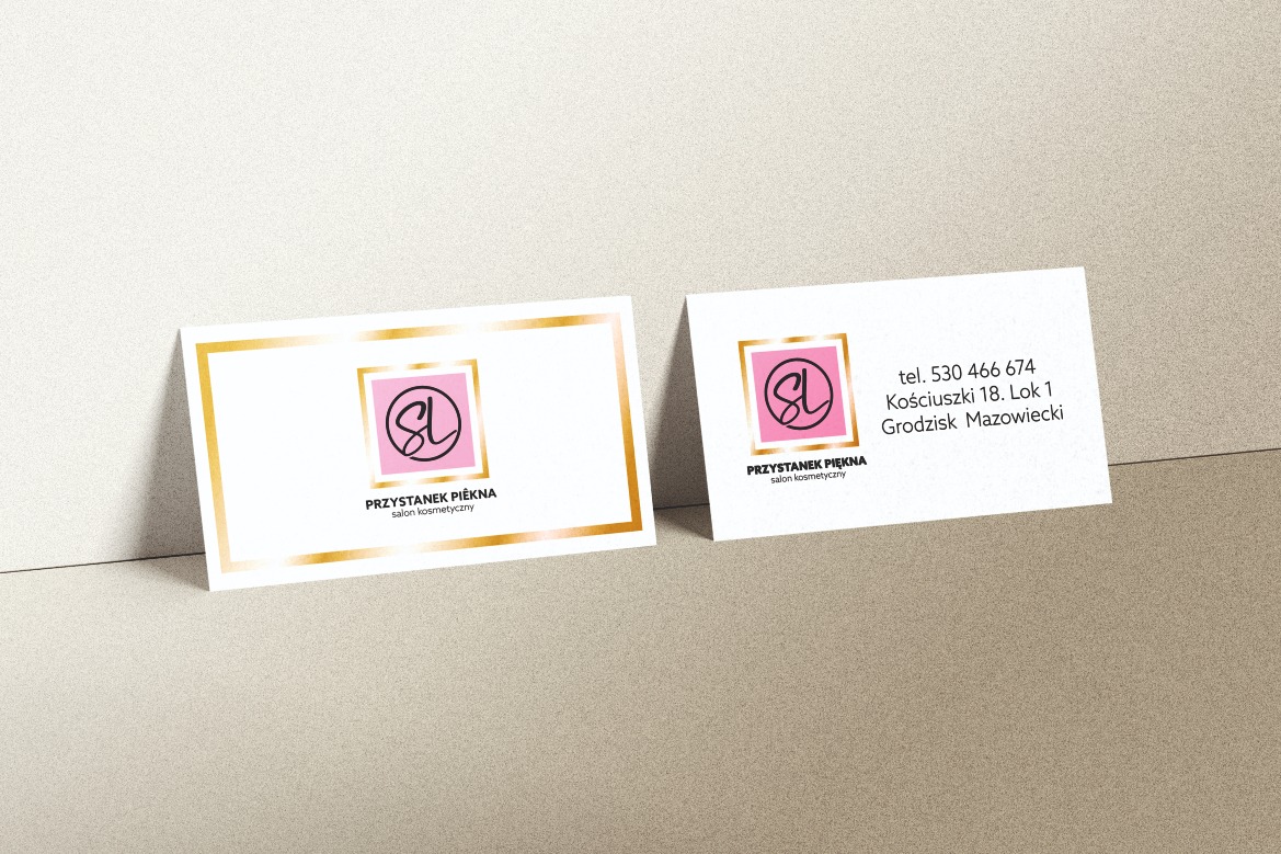Wizytówki dla firmy Przystanek Piękna Zakres prac: Projekt graficzny Druk materiałów