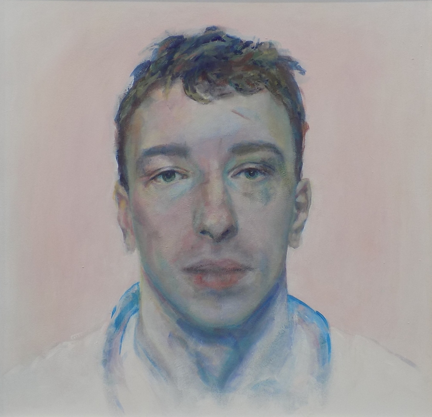 'fine - portret po bójce' akryl na desce 80x80 cm 2017, Navan, Irlandia