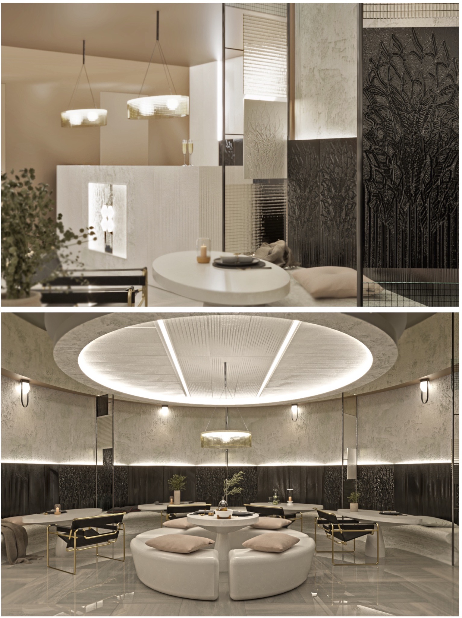 Projekt wnętrza restauracji.