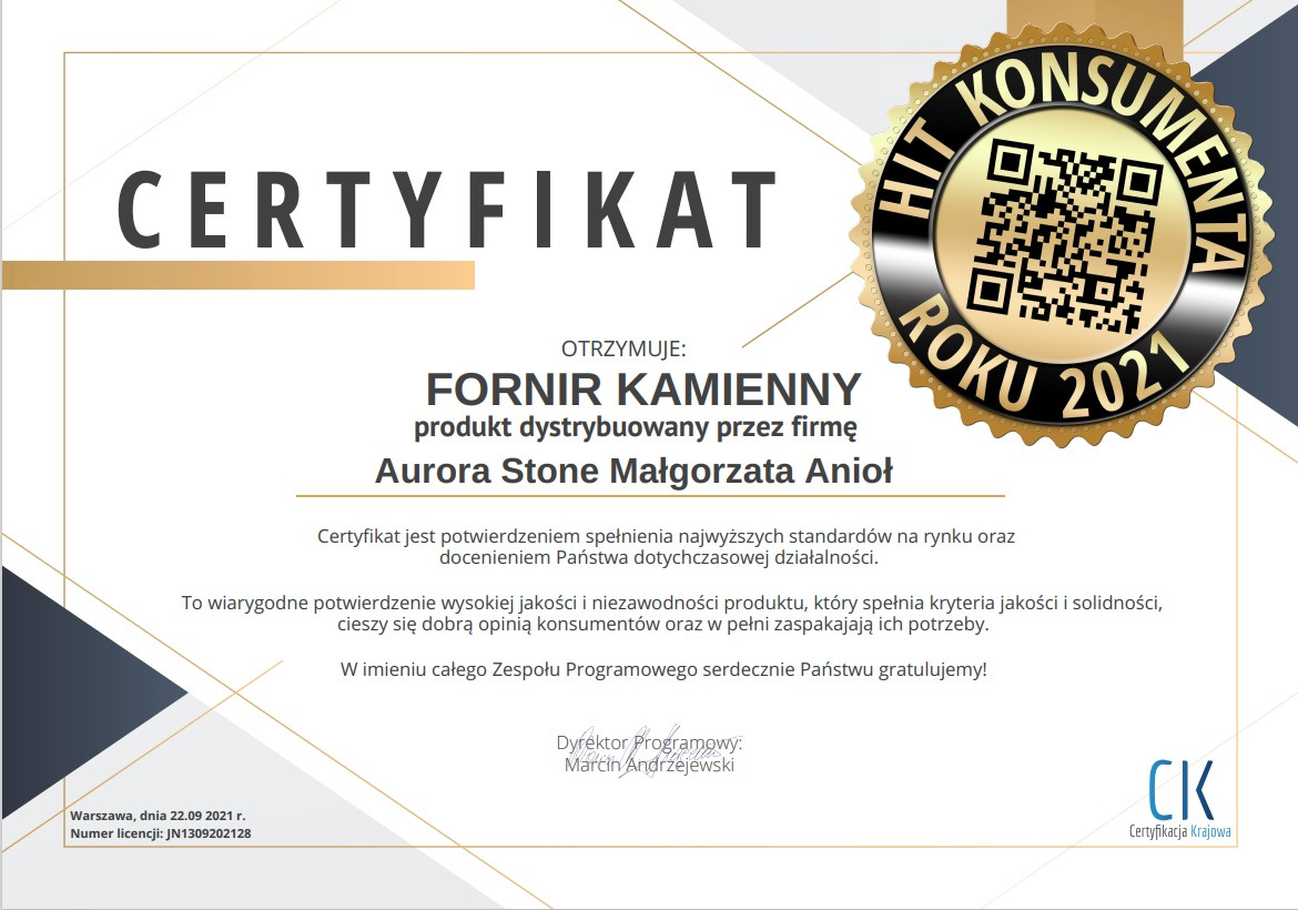 Certyfikat Fornir Kamienny Aurora Stone