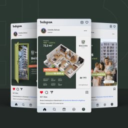 Branduchy Studio Brandingowe - Trzy posty z Instagrama osiedla Gallusa w Katowicach. Widoczne wizualizacje mieszkań, plany mieszkań i zdjęcia rodzinne. Promocja na nowe inwestycje.