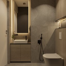 Wizualizacja toalety w mieszkaniu o powierzchni 50 m2