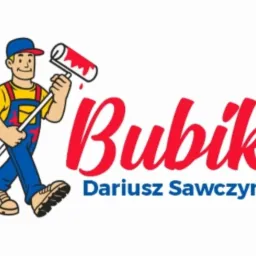 Logo firmy remontowej z Świebodzina przedstawiające kreskówkowego malarza z wałkiem i nazwą 'Bubik Dariusz Sawczyn'.