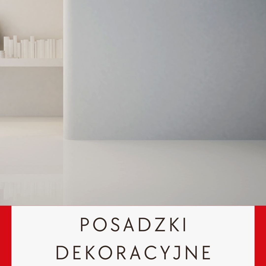 Minimalistyczne wnętrze z gładką, jasną posadzką i ścianą o subtelnej fakturze, uzupełnione półką z książkami w tle.