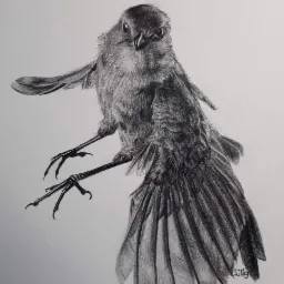 Rysunek wykonany czarną kredką