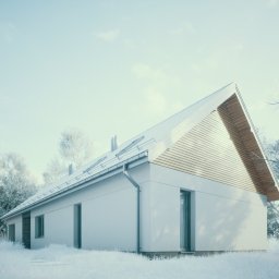 Projekt budynku jednorodzinnego 2019 r. sceneria zimowa