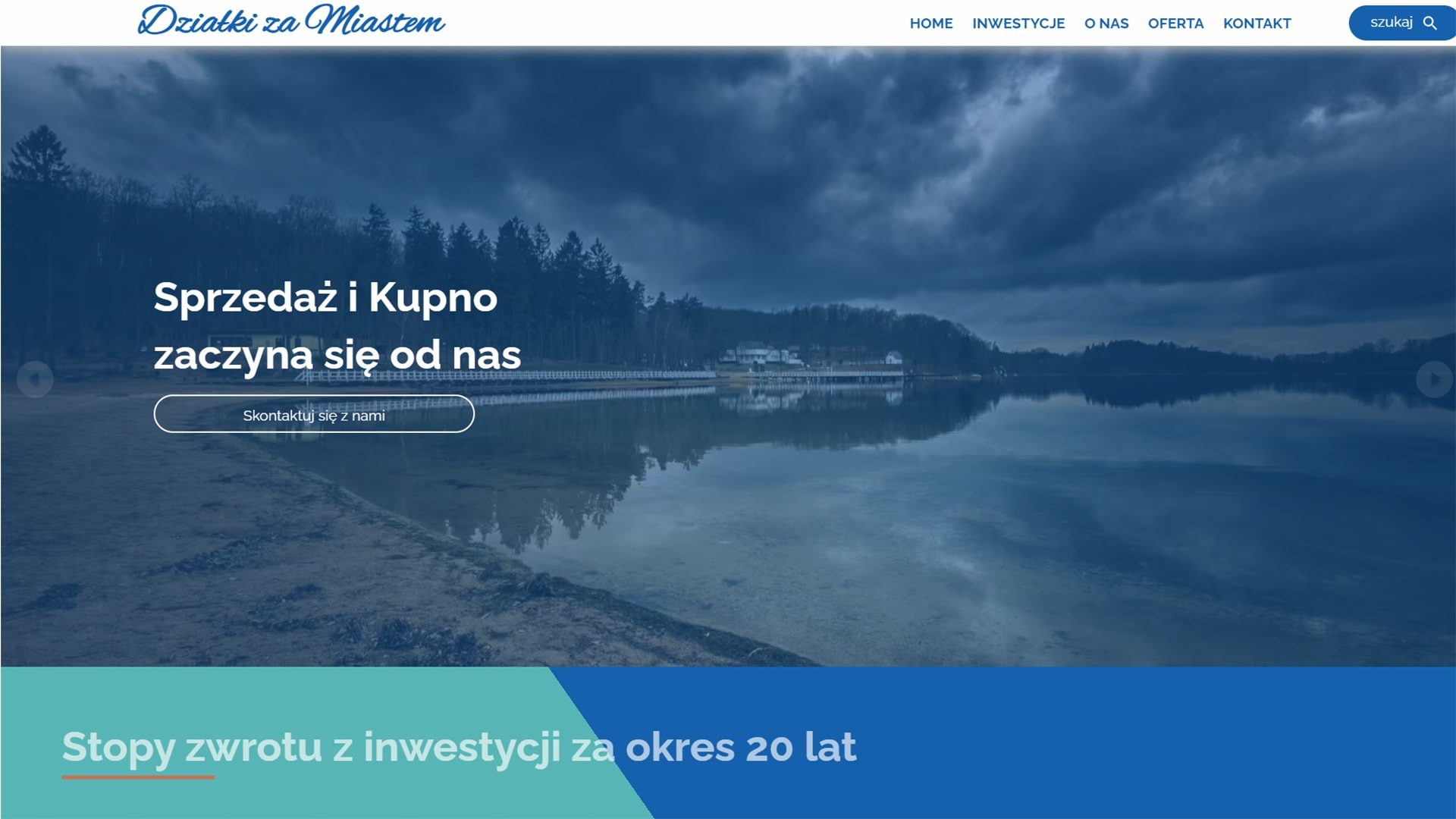 Strona agencji nieruchomości z wyszukiwarką działek na sprzedaż