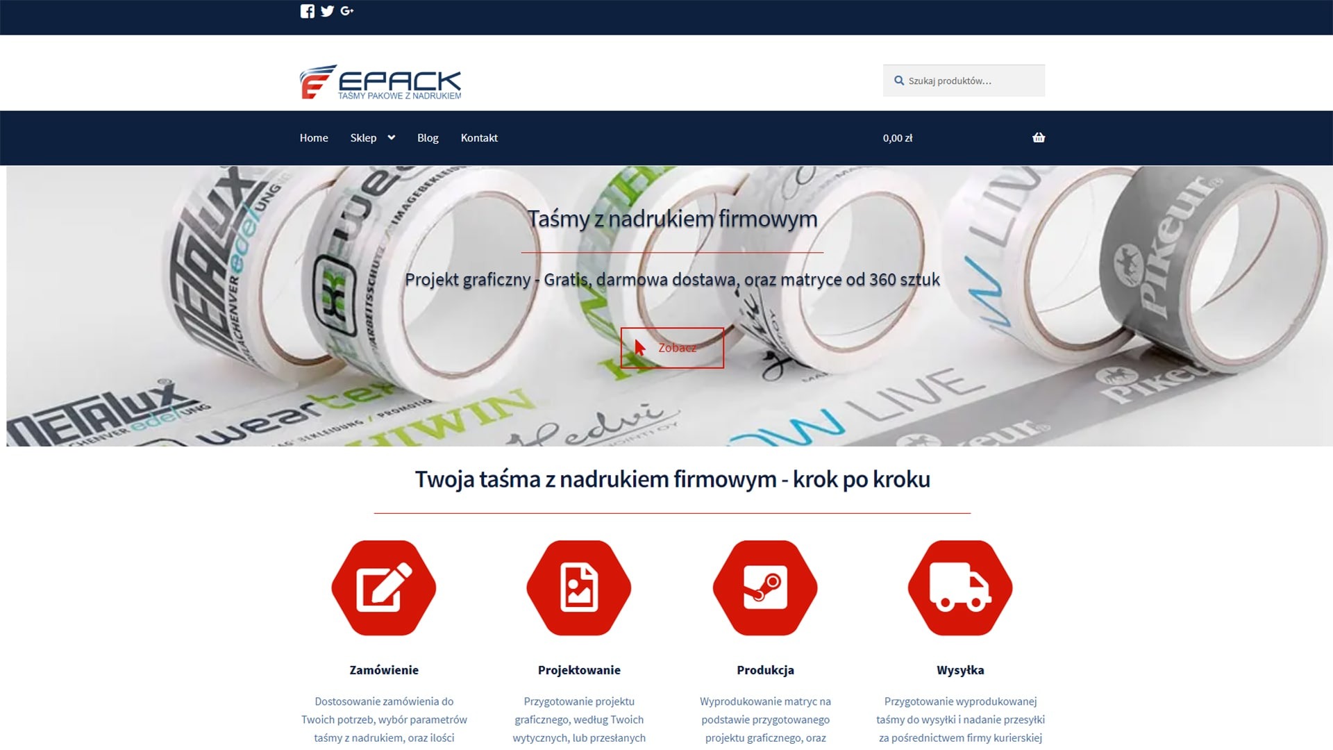 Sklep internetowy, taśmy z nadrukiem