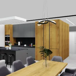 Wizualizacja kuchni otwartej na salon