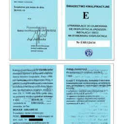 Świadectwo kwalifikacyjne eksploatacyjne do 1 kV (2014 - 2019).
