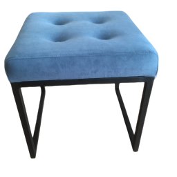 Pufa tapicerowana 40x40 w kolorze błękitnym. Wykonana ze stali malowanej proszkowo oraz siedziska pokrytego tkaniną VELVET.