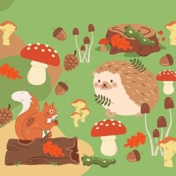 Jesienny Las, projekt illustracji dla dzieci  