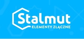 Logo firmy Stalmut Elementy Złączne na błękitnym tle.