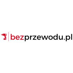Logo firmy bezprzewodu.pl z ikoną czerwonej wiertarki po lewej stronie nazwy domeny.