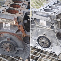 Blok silnika "przed i po" czyszczeniu