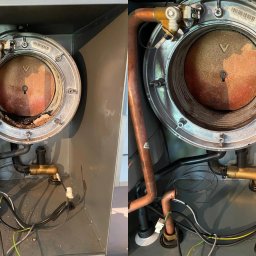 przed i po konserwacji kotła gazowego

