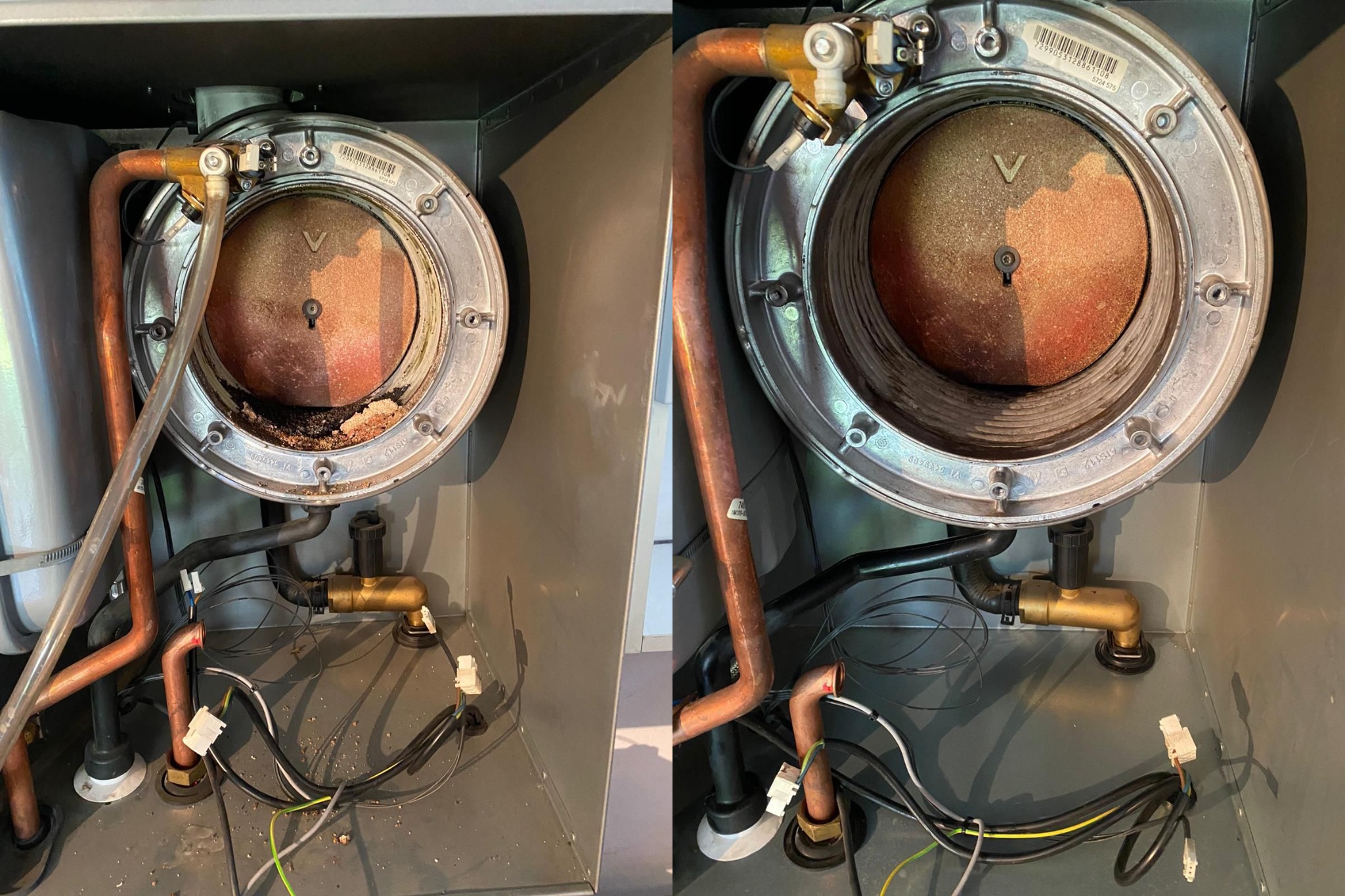 przed i po konserwacji kotła gazowego