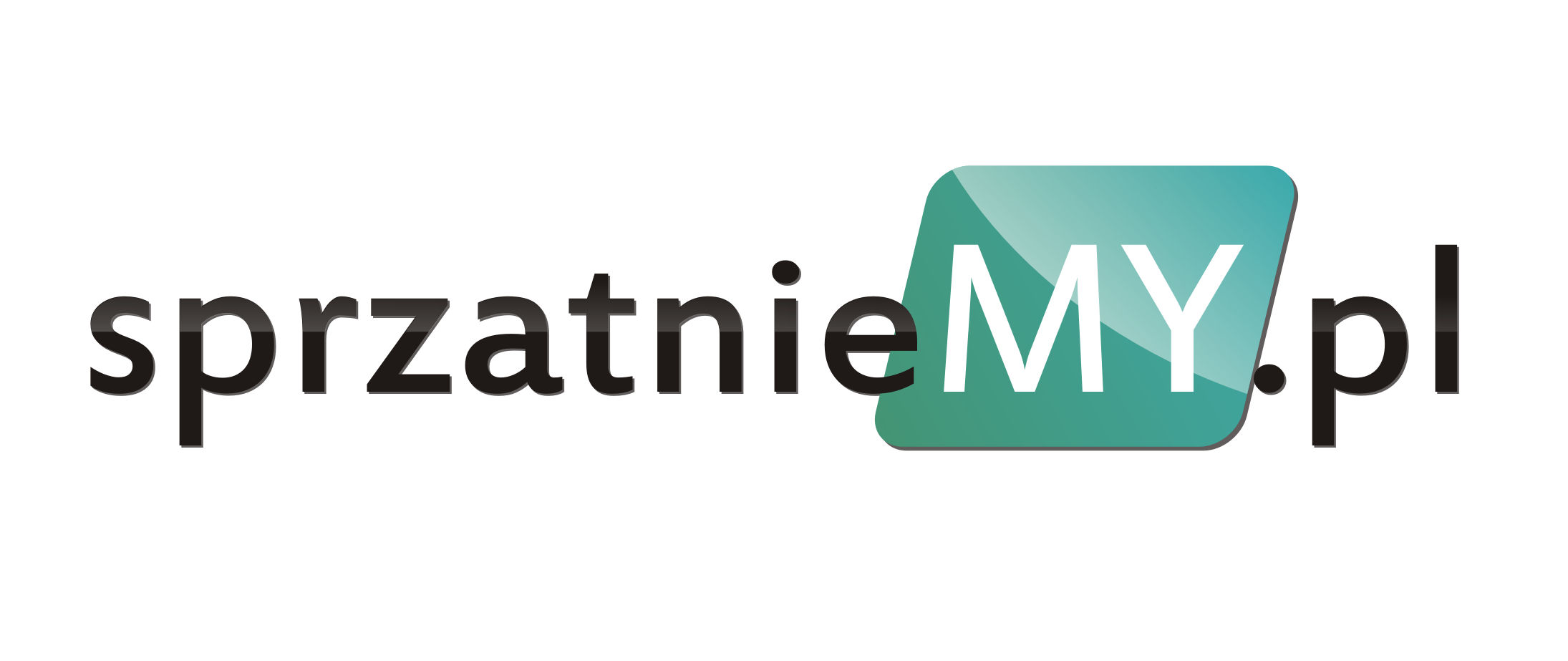 Logo firmy sprzatniemy.pl z nazwą na białym tle, gdzie 'MY' jest na zielonym zaokrąglonym kwadracie.