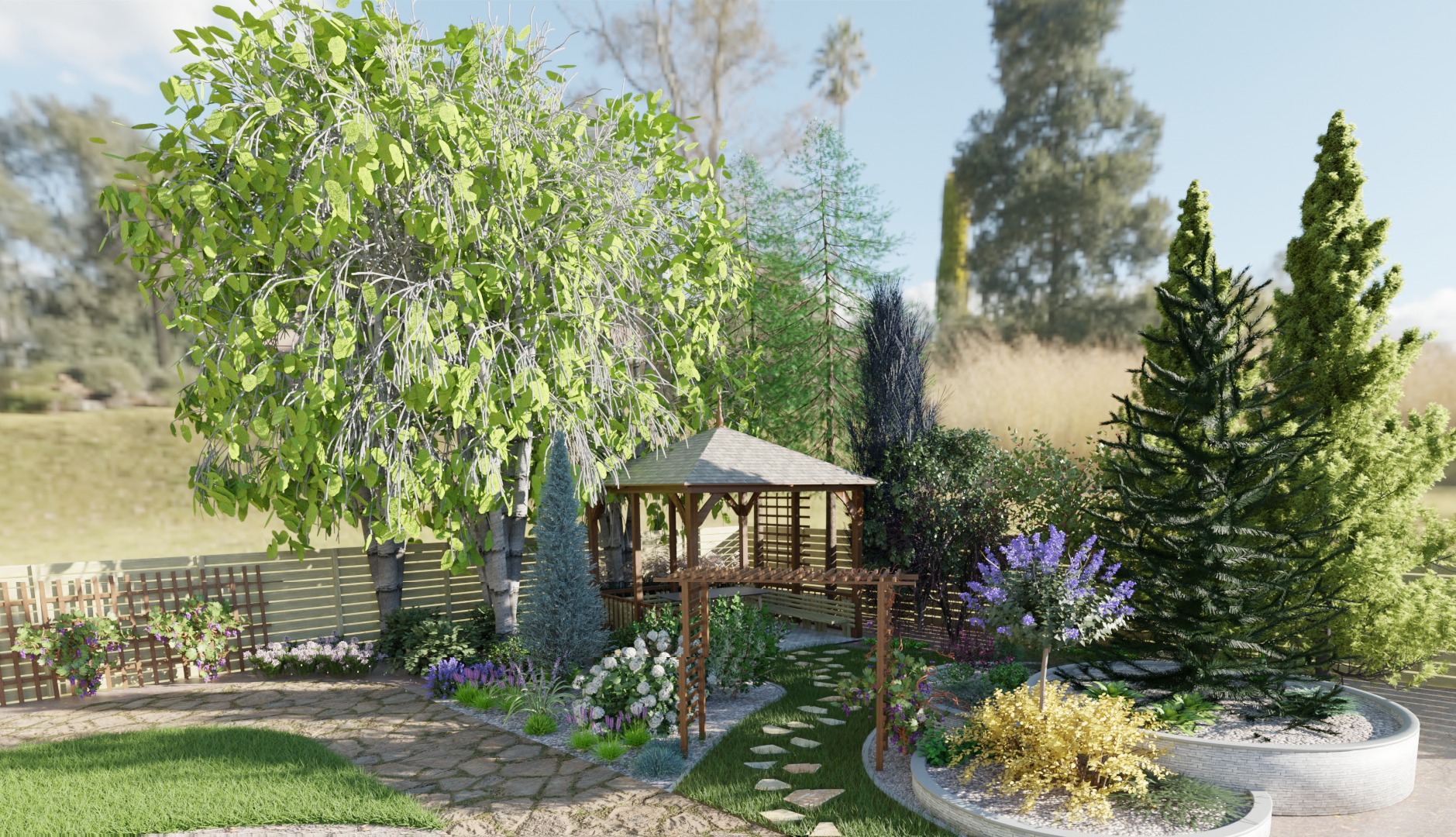 wizualizacja ogród wypoczynkowy