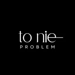 Minimalistyczne logo 'to nie PROBLEM' w bieli na czarnym tle, z subtelną linią podkreślającą słowo 'nie', wykorzystujące elegancką typografię.