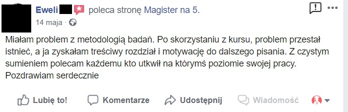 Opinie o kursie na temat metodologi badań