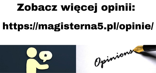 Grafika z napisem 'Zobacz więcej opinii' i adresem strony internetowej, poniżej ikona osoby z dymkiem zawierającym gwiazdę oraz napis 'Opinions' pisany piórem.