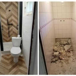 Remont łazienki na działce przed i po