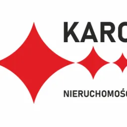 Logo firmy KARO Nieruchomości z trzema czerwonymi rombami różnej wielkości.