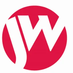 Białe litery 'JW' wpisane w czerwone koło, tworzące logo firmy.