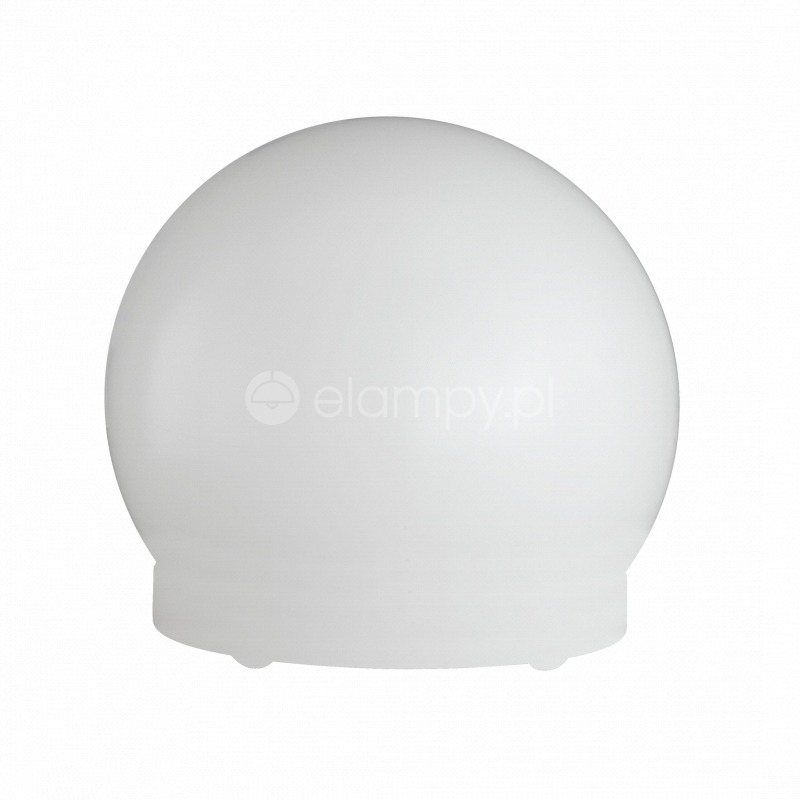 Biała, kulista lampa z delikatnym gradientem światła, prezentowana na białym tle. Widoczne logo 'elampy.pl' wtopione w powierzchnię kuli.