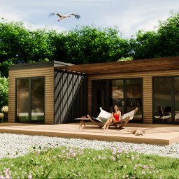 Wizualizacja domku modułowego