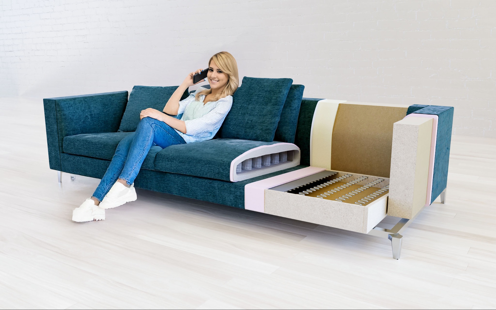 Wizualizacja przekroju kanapy