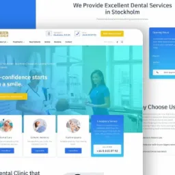 Strona gabinetu stomatologicznego w Sztokholmie.