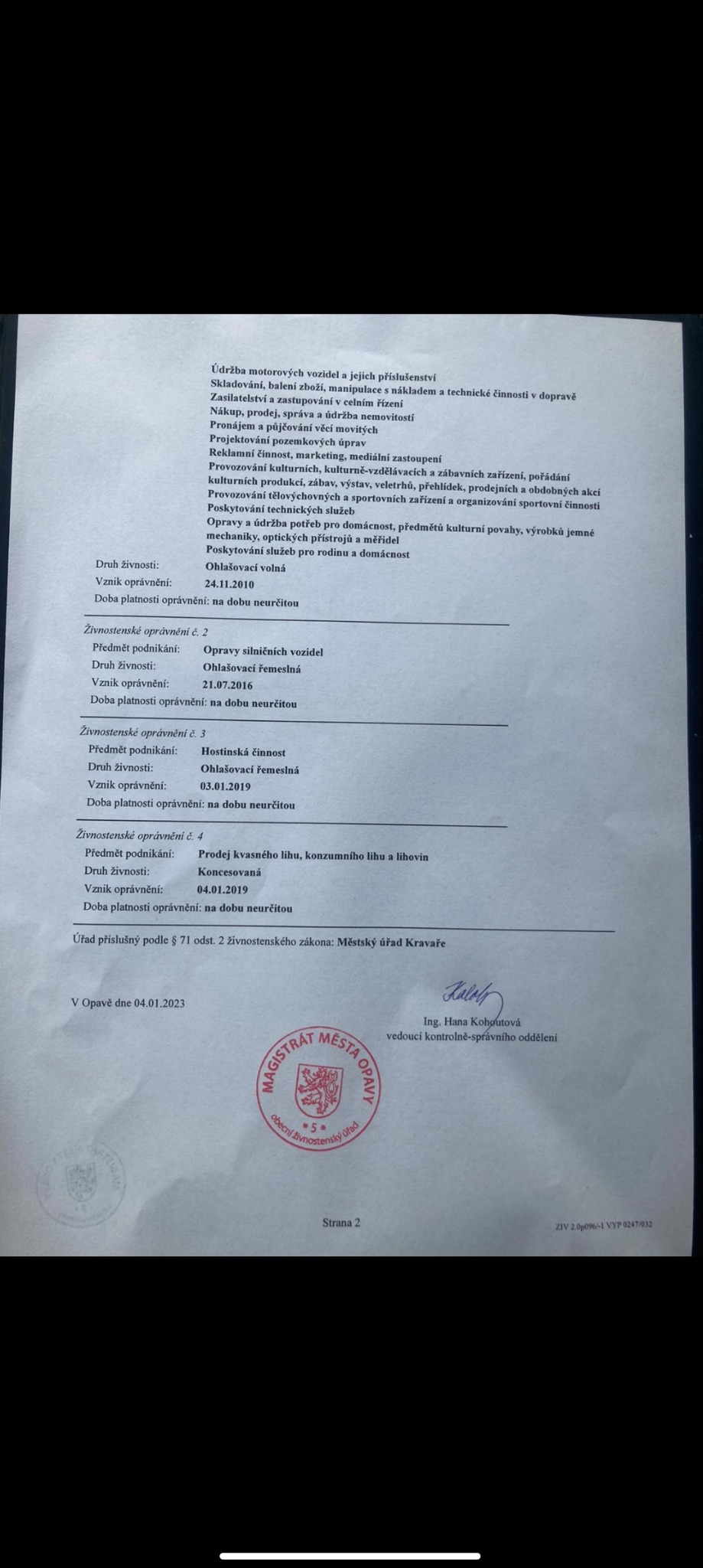 Dokument potwierdzający działalność cz.2