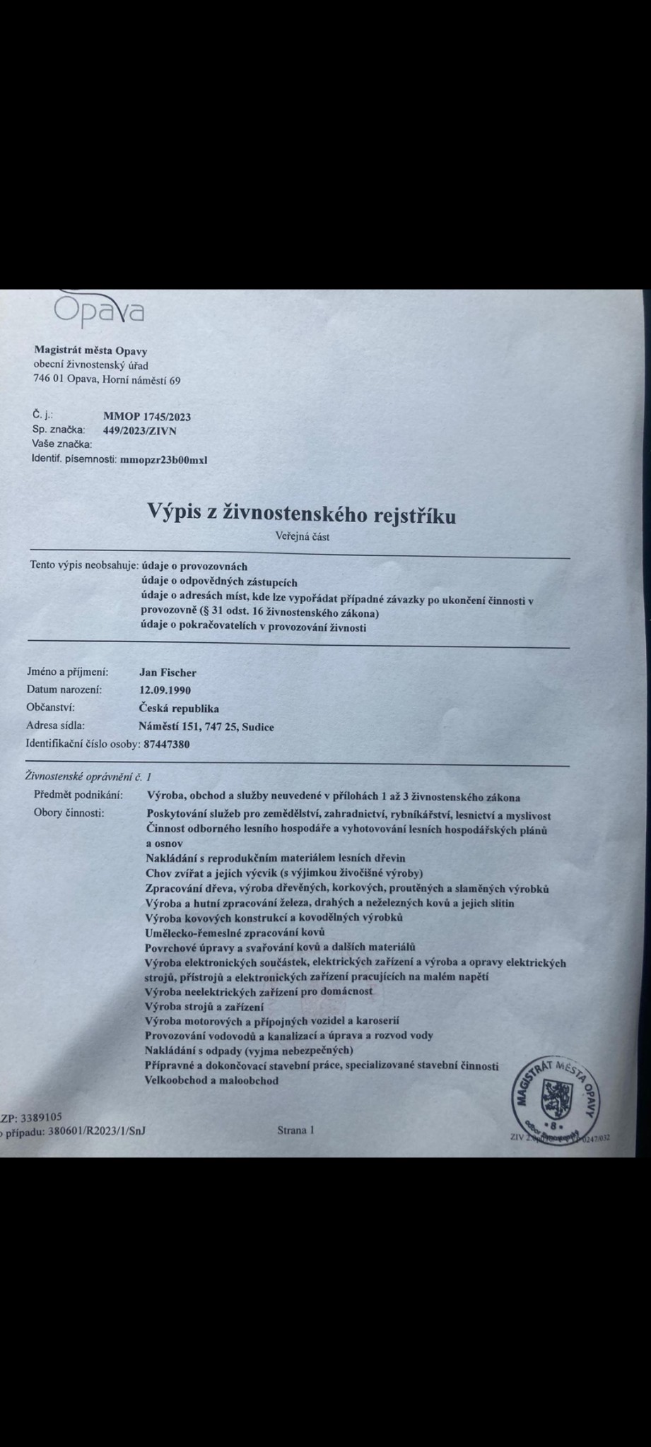 Dokument potwierdzający działalność cz.1