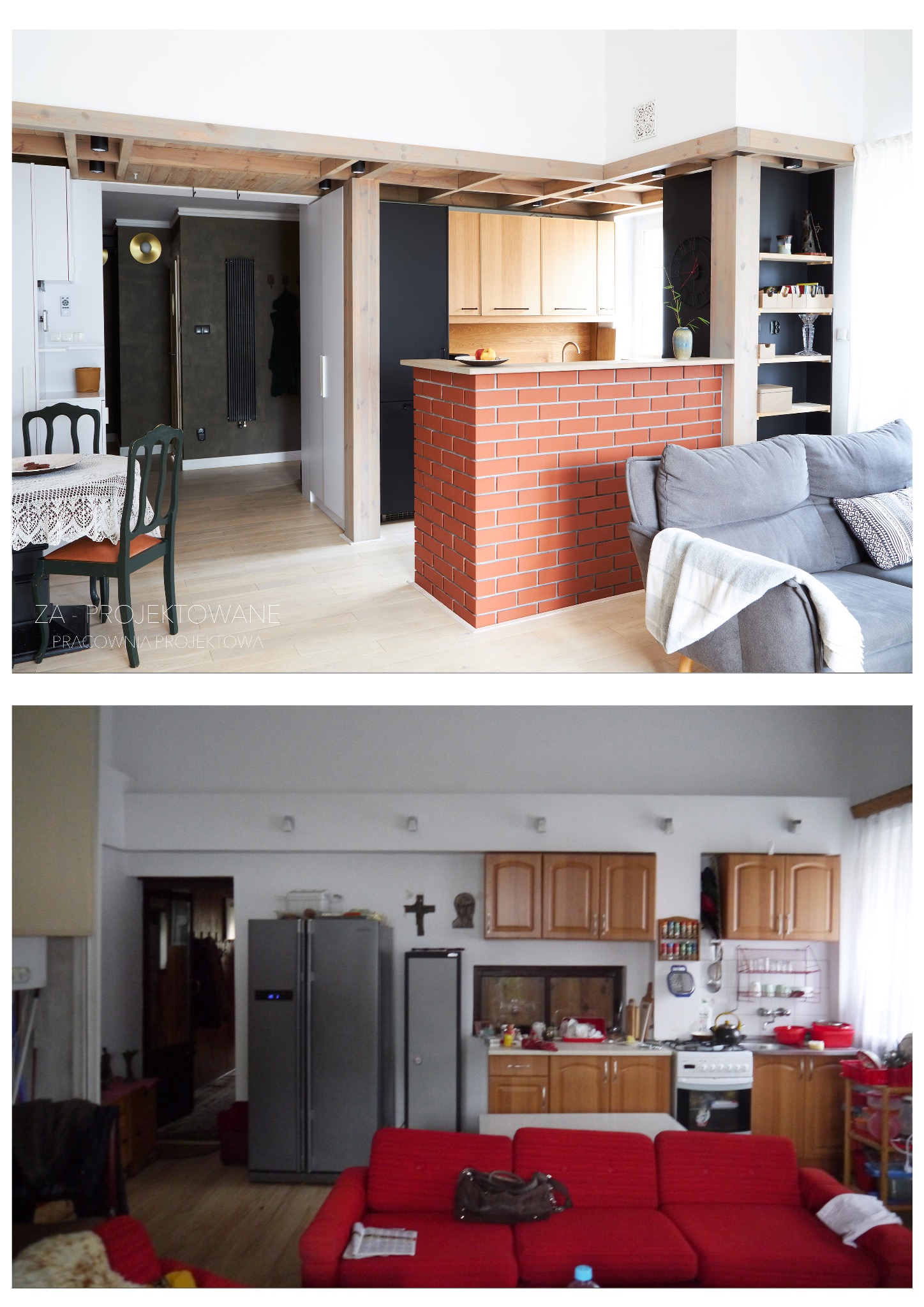 przed i po - Projekt i realizacja kuchni z jadalnią