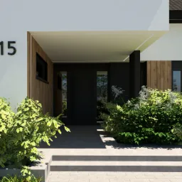 Projekt budynku pod Poznaniem | Projekt elewacji - strefa wejściowa