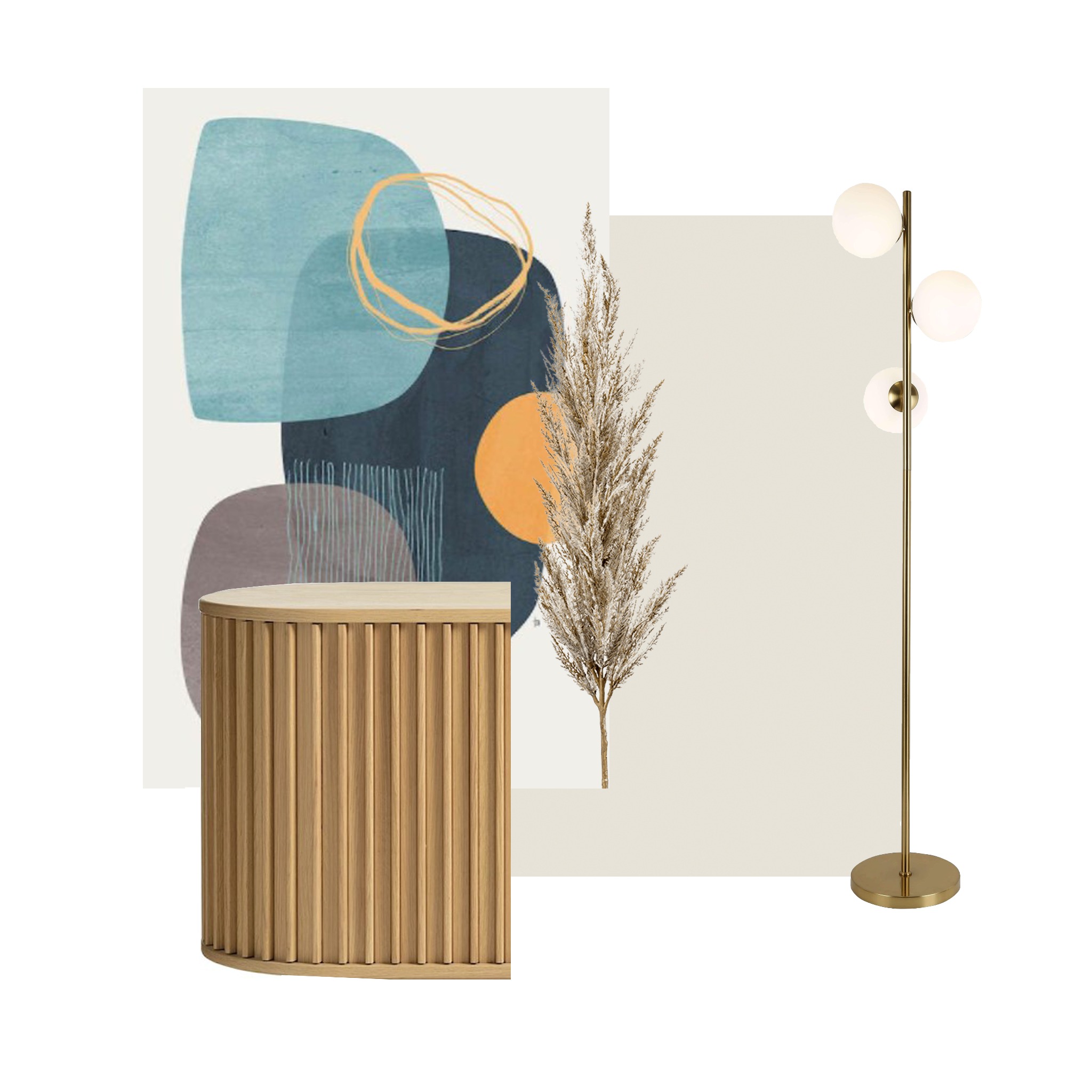 Projekt pokoju dziennego z jadalnią | Moodboard